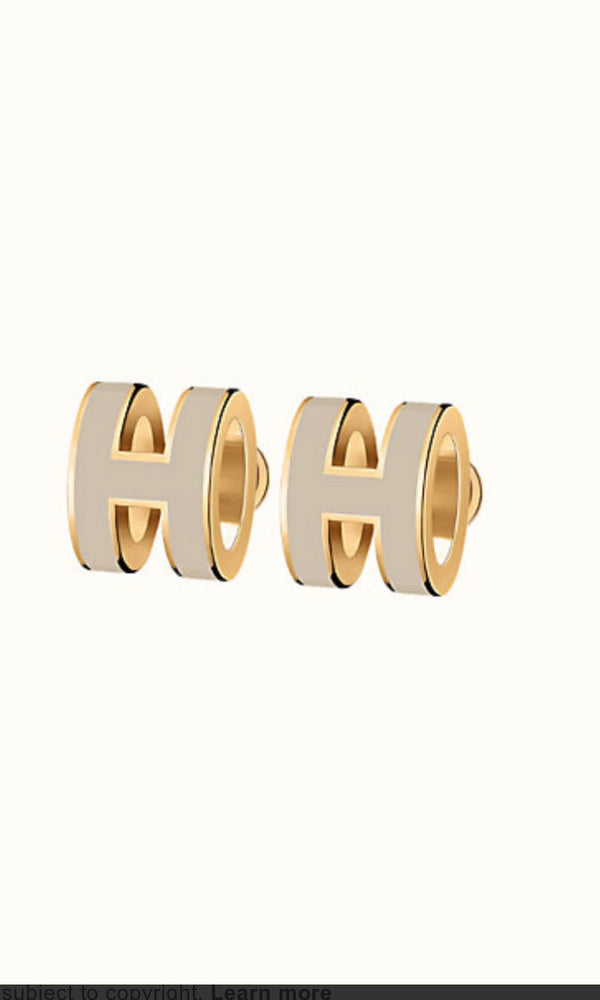 ˇShow YourselfˇMINI POP H GOLD EARRINGS GREY