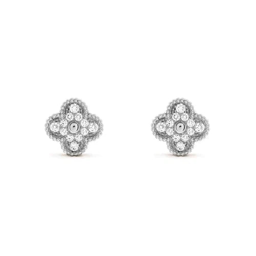 ˇShow YourselfˇCLOVER 1 MOTIFS DIAMOND STUD EARRINGS SILVER