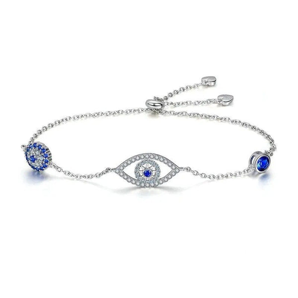 ˇShow YourselfˇBlue Zircon Evil Eyes Bracelet Guardian Eye Chain for Women