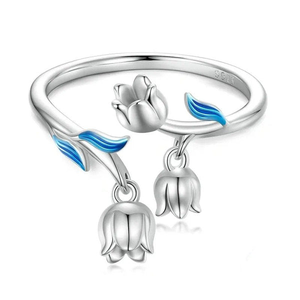 ˇShow YourselfˇGorgeous Flowers Open Ring for Women Fine Plated Platinum