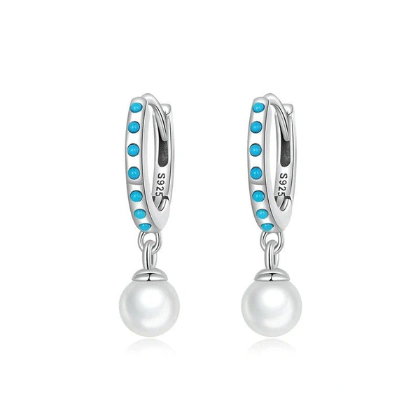 ˇShow YourselfˇTurquoise Pendent Shell Bead Drop Earrings