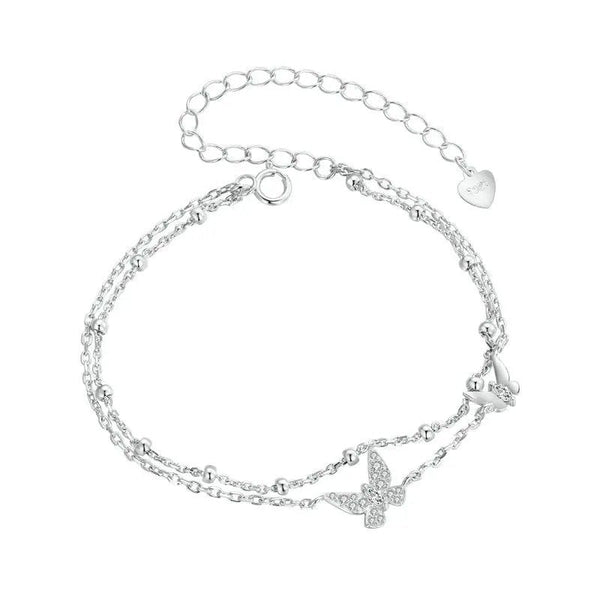 ˇShow YourselfˇDouble-Layer Butterfly Bracelet CZ Layered Bracelet