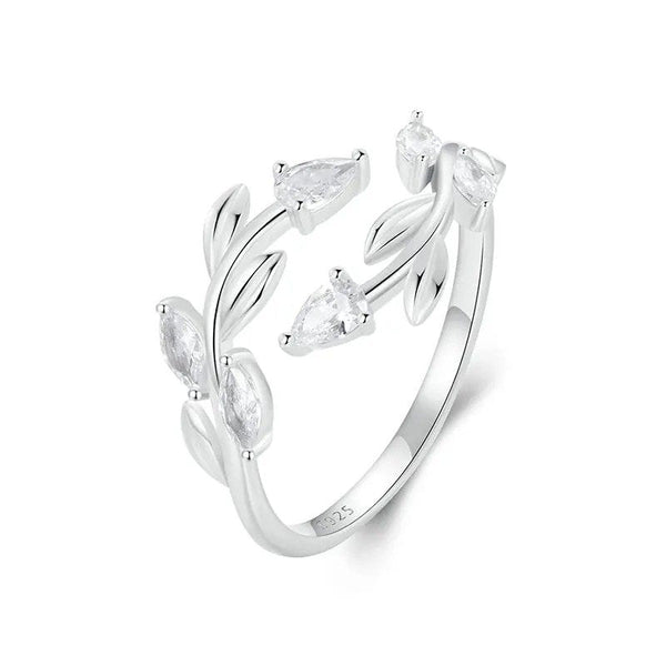 ˇShow YourselfˇSimple Leaf Adjustable Ring Lucky Leaves Statement