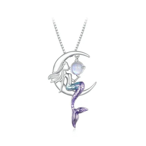 ˇShow YourselfˇMermaid Pendant Necklace Moon Neck Chain