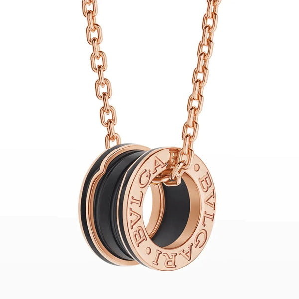 ˇShow YourselfˇZERO 1 BLACK CERAMIC PINK GOLD NECKLACE