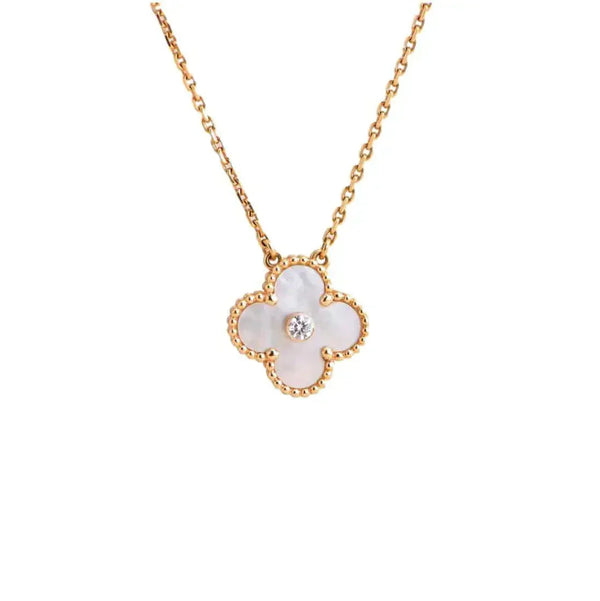 ˇShow YourselfˇCLOVER 15MM DIAMOND WHITE FRITILLARIA NECKLACE