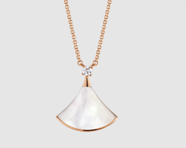 ˇShow YourselfˇDREAM NECKLACE WHITE MOP PINK GOLD 1 DIAMOND