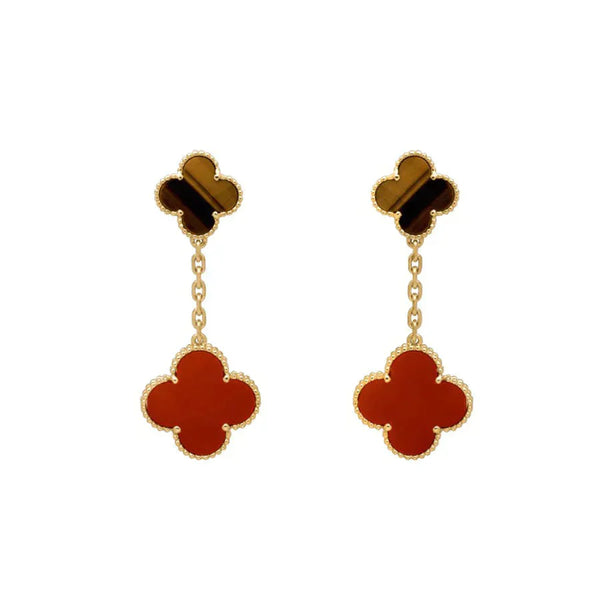 ˇShow YourselfˇCLOVER  2 MOTIF  TIGER EYE CARNELIAN EARRINGS