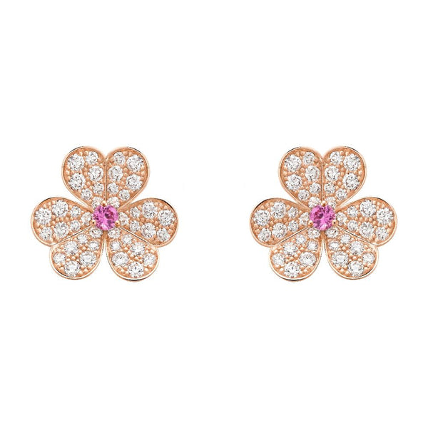 ˇShow YourselfˇFRIVOLE PINK GOLD FLOWER DIAMOND EARRINGS