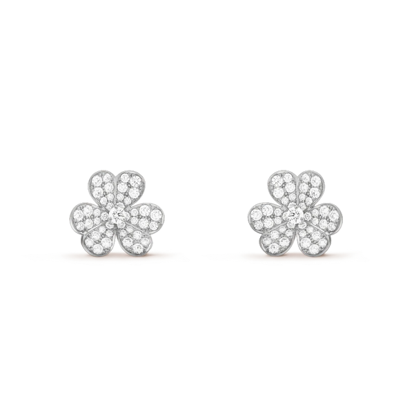 ˇShow YourselfˇFRIVOLE SILVER FLOWER DIAMOND EARRINGS