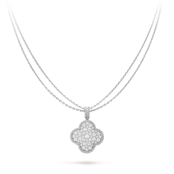 ˇShow YourselfˇCLOVER 25MM SILVER FULL DIAMOND BIG CLOVER NECKLACE