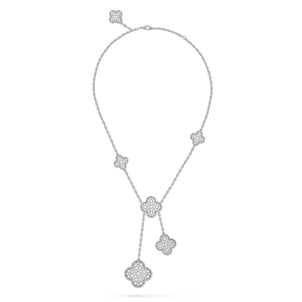ˇShow YourselfˇCLOVER 5 MOTIFS SILVER DIAMONDS NECKLACE
