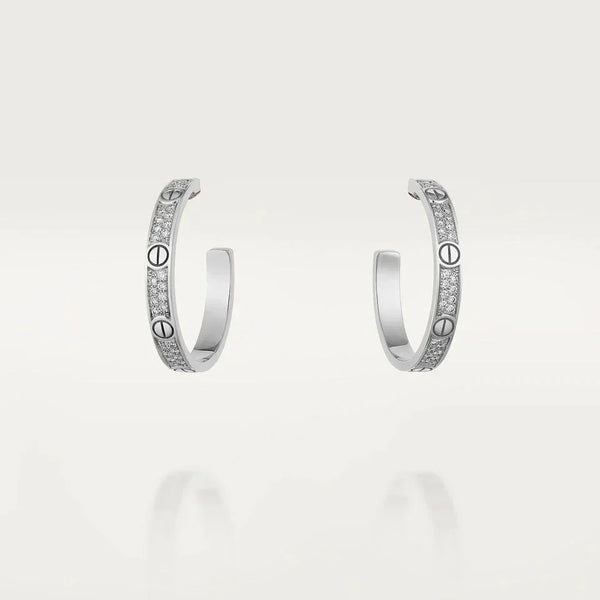 ˇShow YourselfˇLOVE DIAMOND SILVER HOOP EARRINGS