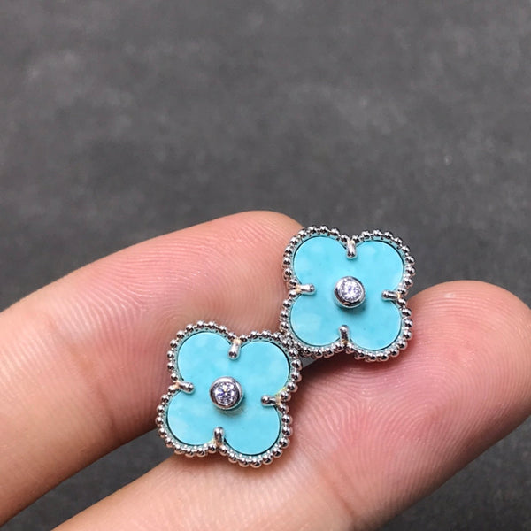 ˇShow YourselfˇCLOVER 1 DIAMOND BLUE SKY SILVER EARRINGS