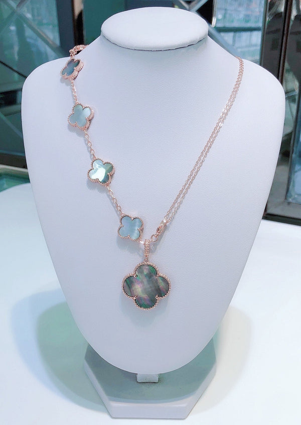 ˇShow YourselfˇCOMBINED BRACELET 5 MOTIFS AND NECKLACE DARK MOP ROSE GOLD
