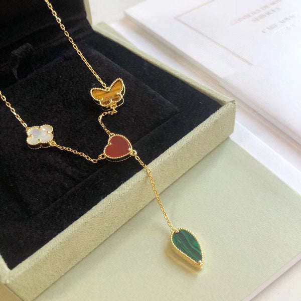 ˇShow YourselfˇLUCKY SPRING 4 MOTIFS ROSE GOLD NECKLACE