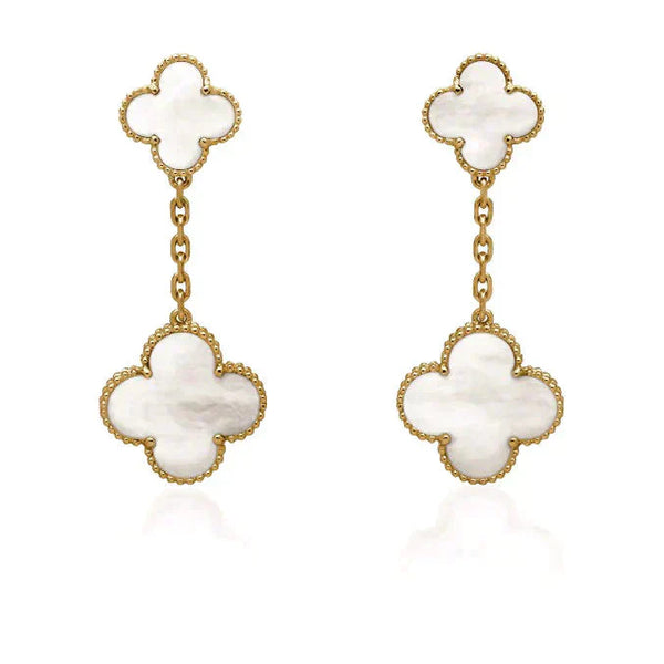 ˇShow YourselfˇCLOVER 2 MOTIF WHITE MOP EARRINGS