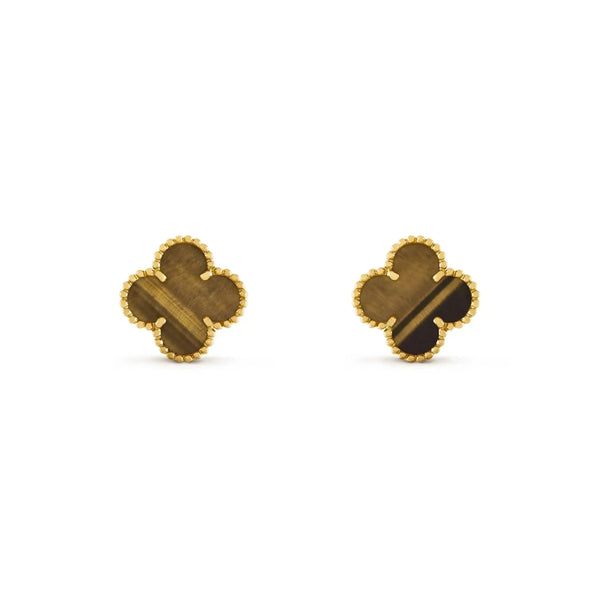 ˇShow YourselfˇCLOVER MEDIUM 1 MOTIFS TIGER EYE EARRINGS
