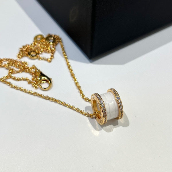 ˇShow YourselfˇZERO 1 WHITE CERAMIC DIAMOND ROSE GOLD NECKLACE